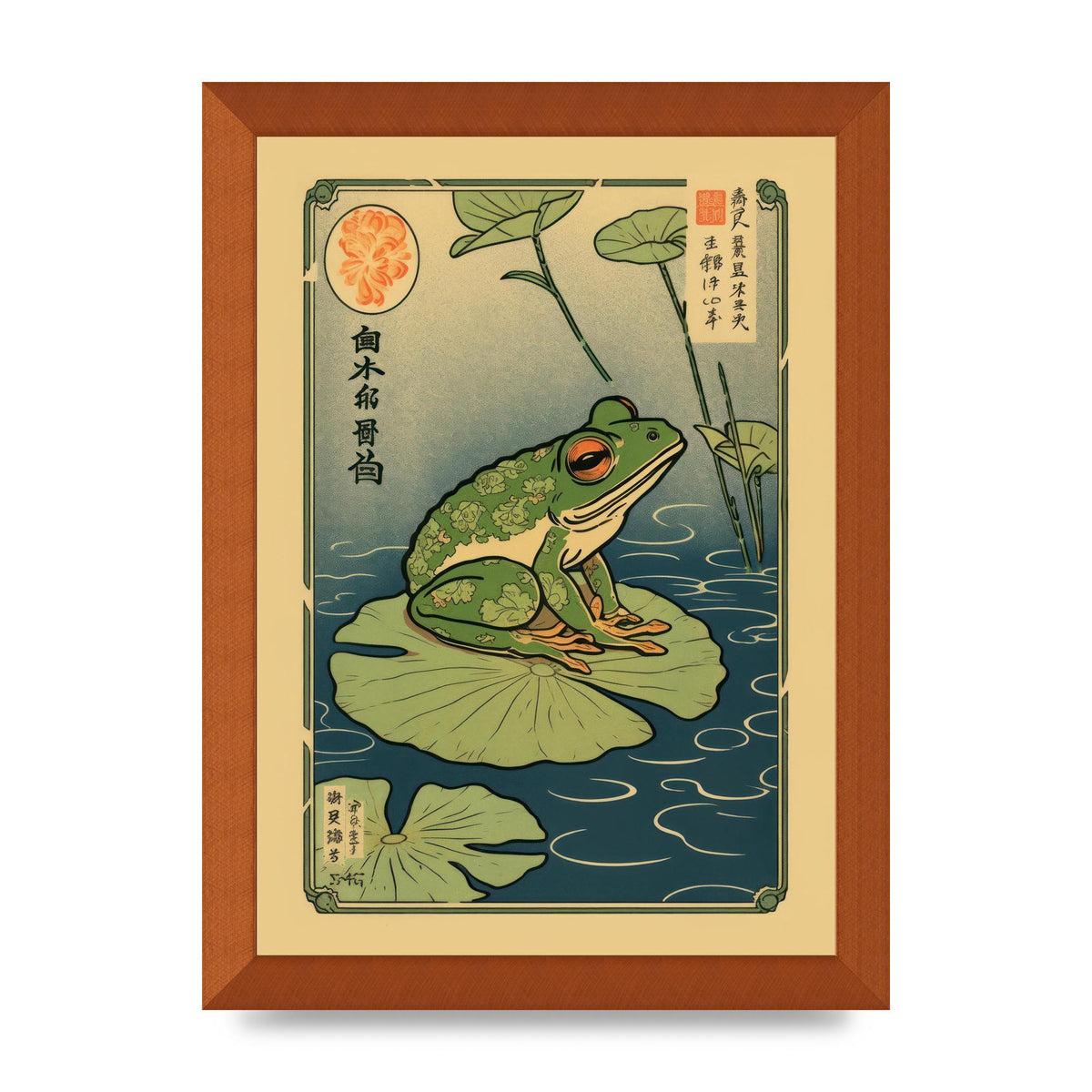 Zen-inspired Art Frog on Lily Pad
