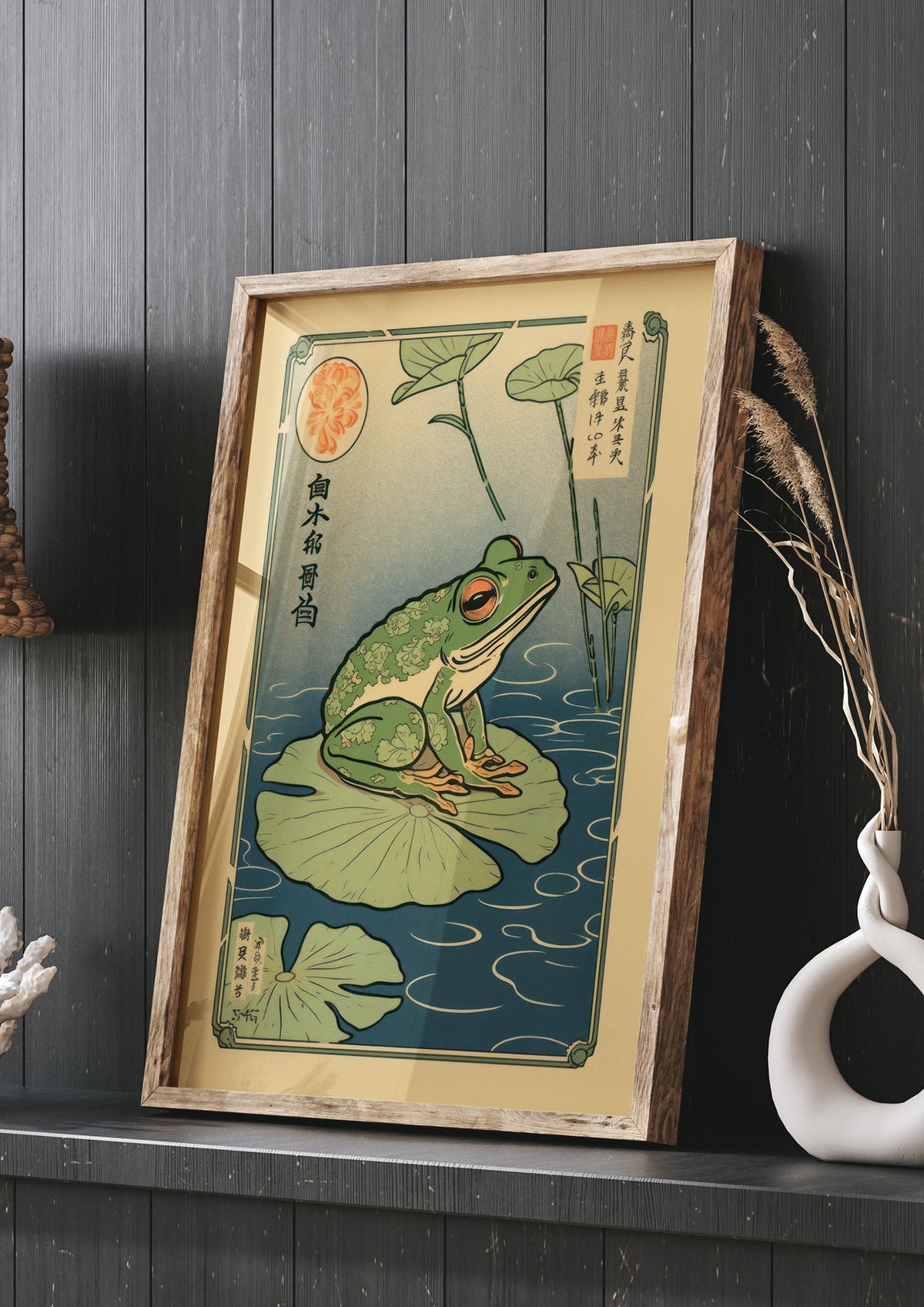 Zen-inspired Art Frog on Lily Pad