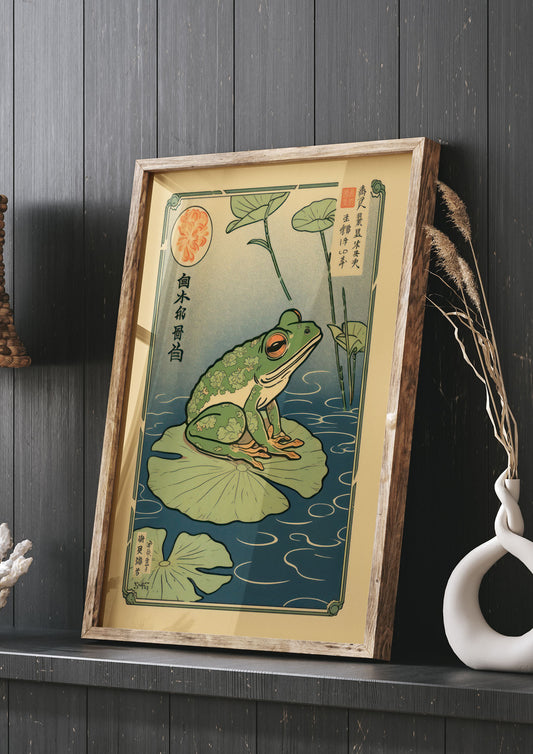 Zen-inspired Art Frog on Lily Pad