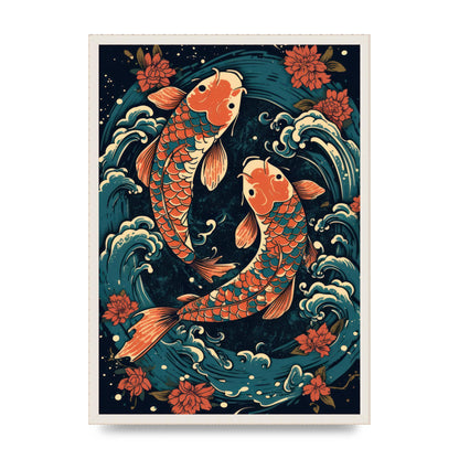 Vibrant Blue Pond with Swirling Koi