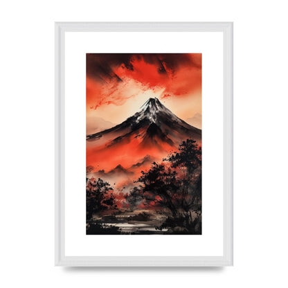 Fiery Twilight Mountain Range in Sumi-e