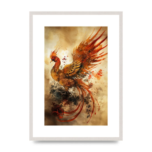 Mystical Phoenix in Sumi-e Ascension