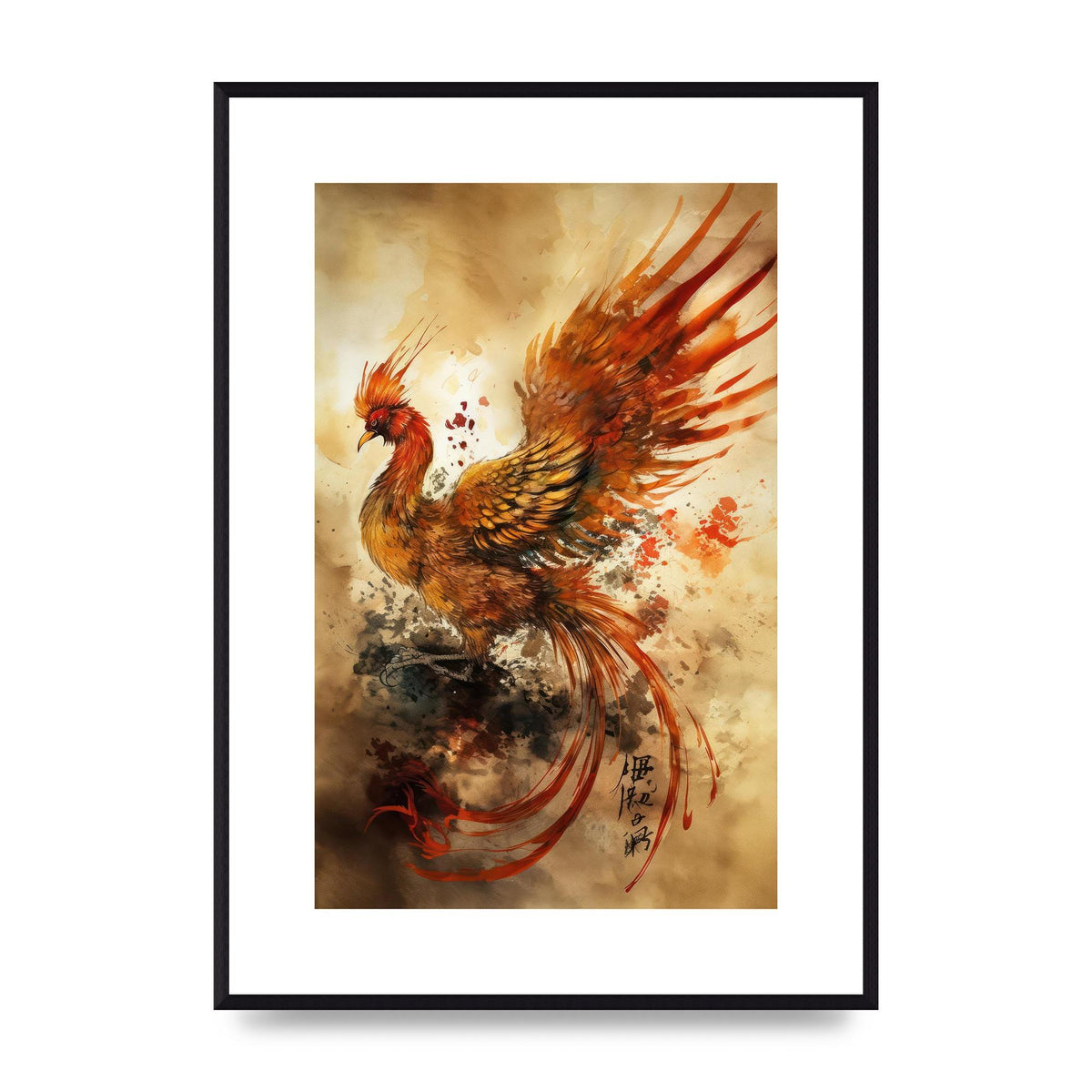 Mystical Phoenix in Sumi-e Ascension