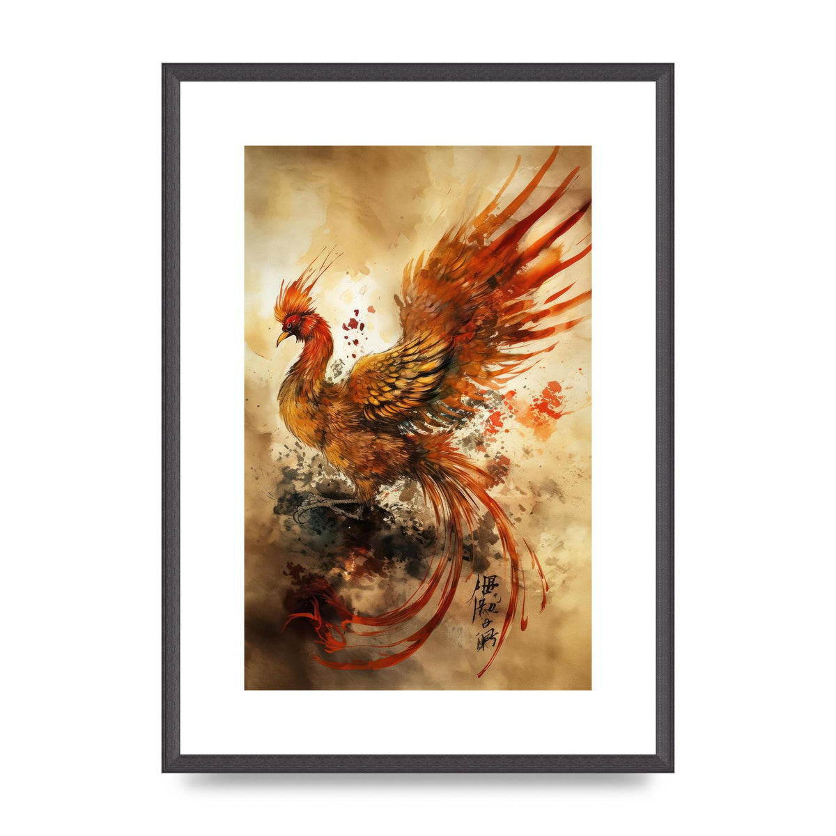Mystical Phoenix in Sumi-e Ascension