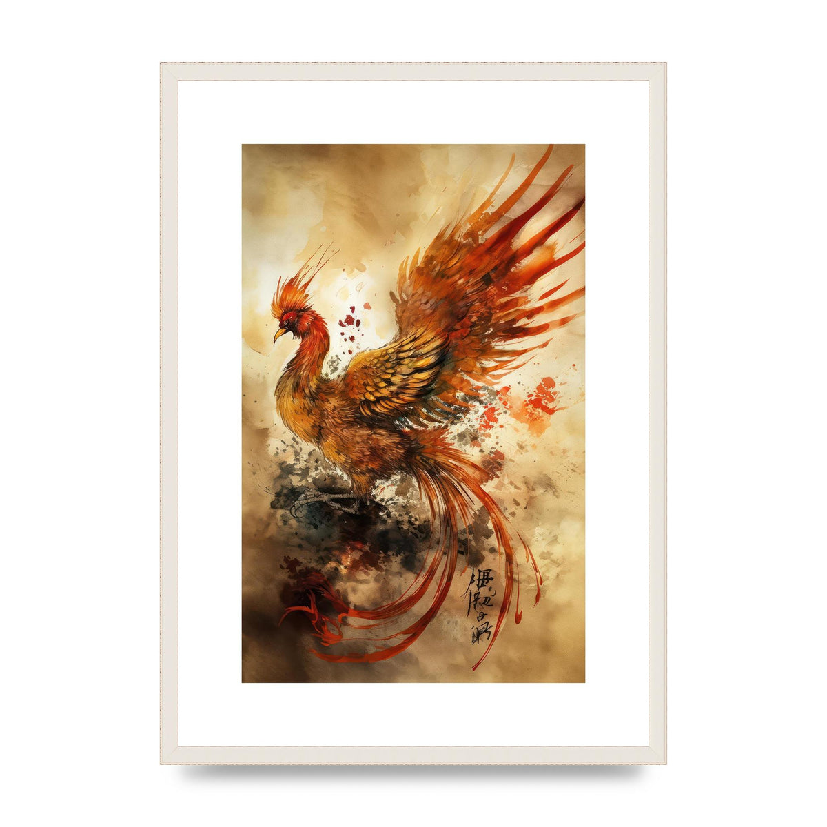 Mystical Phoenix in Sumi-e Ascension