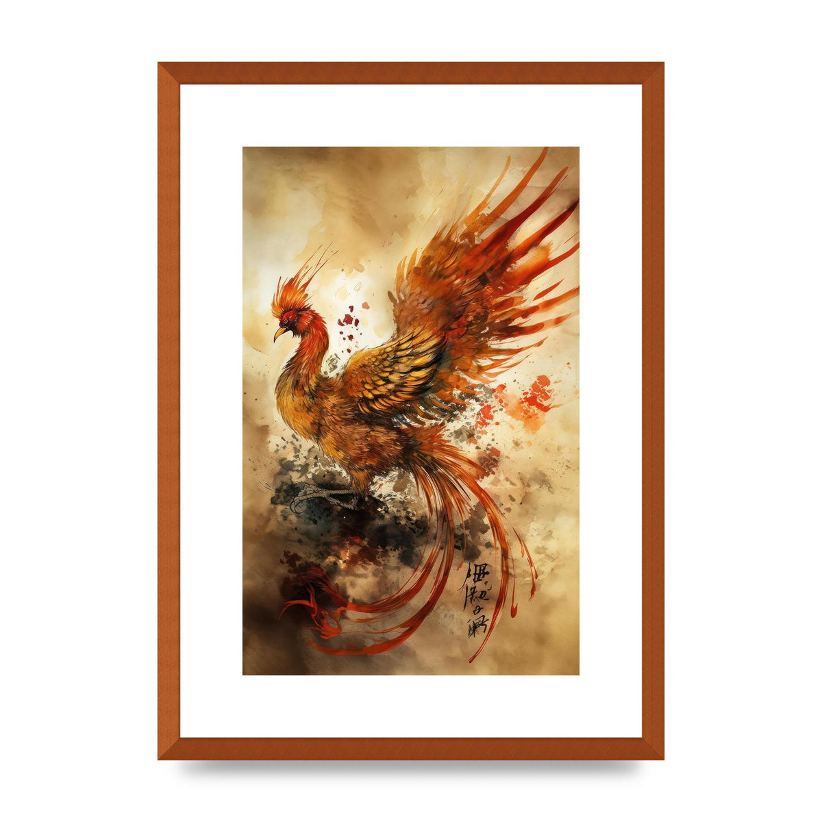 Mystical Phoenix in Sumi-e Ascension