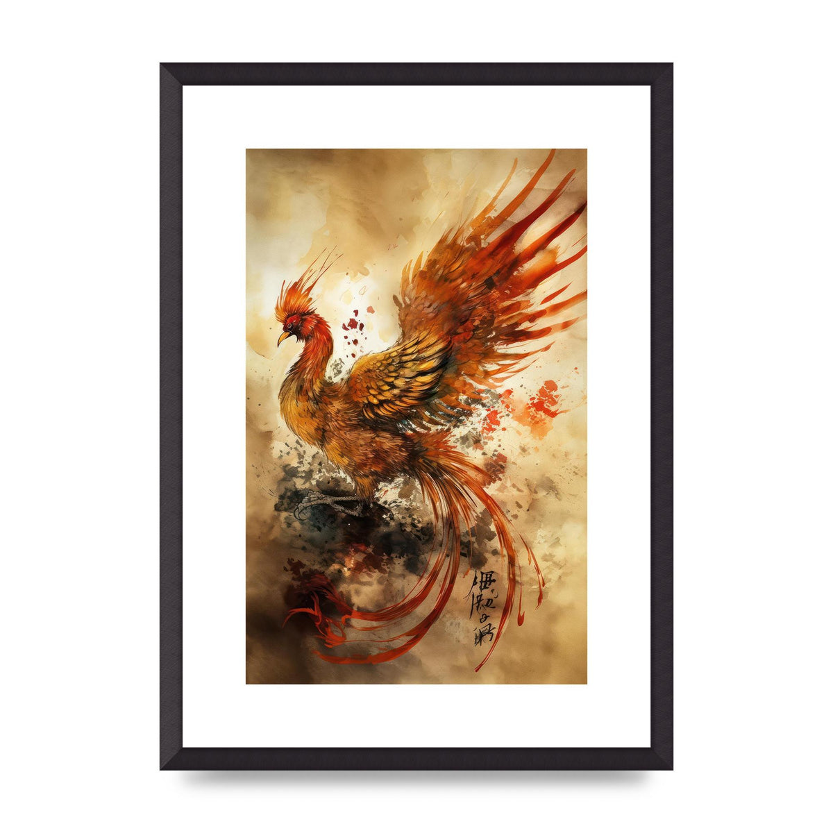 Mystical Phoenix in Sumi-e Ascension