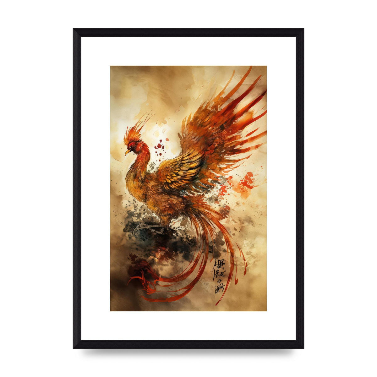 Mystical Phoenix in Sumi-e Ascension