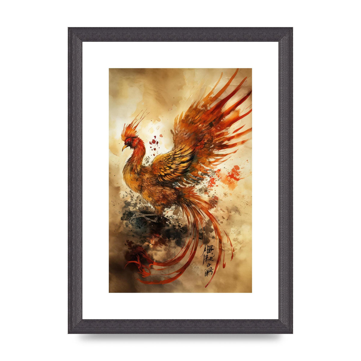 Mystical Phoenix in Sumi-e Ascension