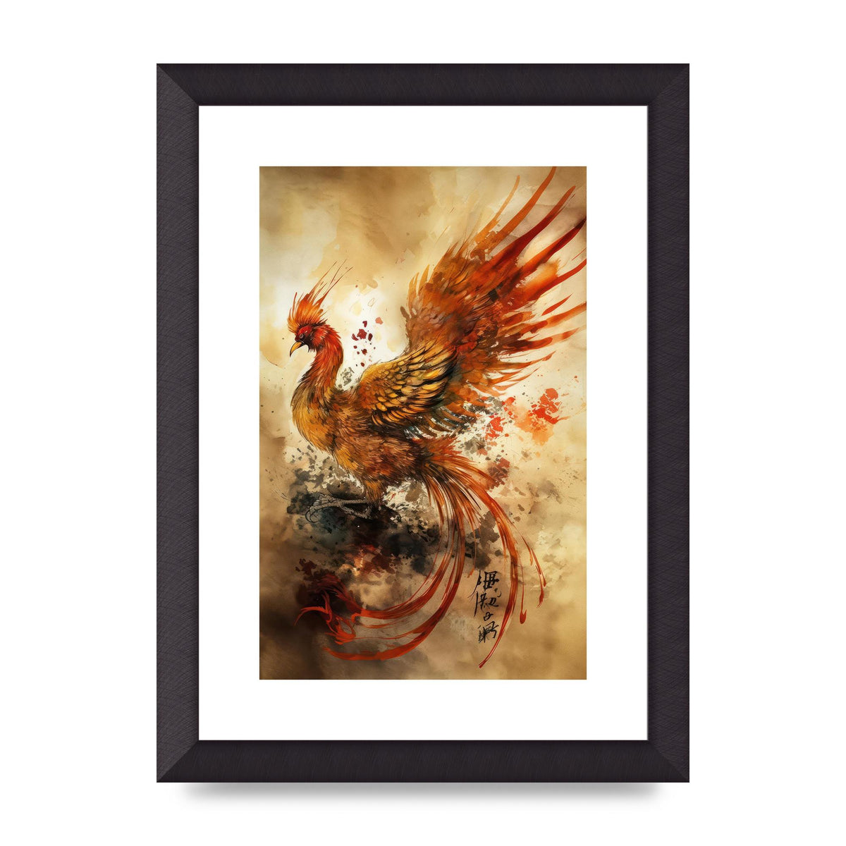 Mystical Phoenix in Sumi-e Ascension