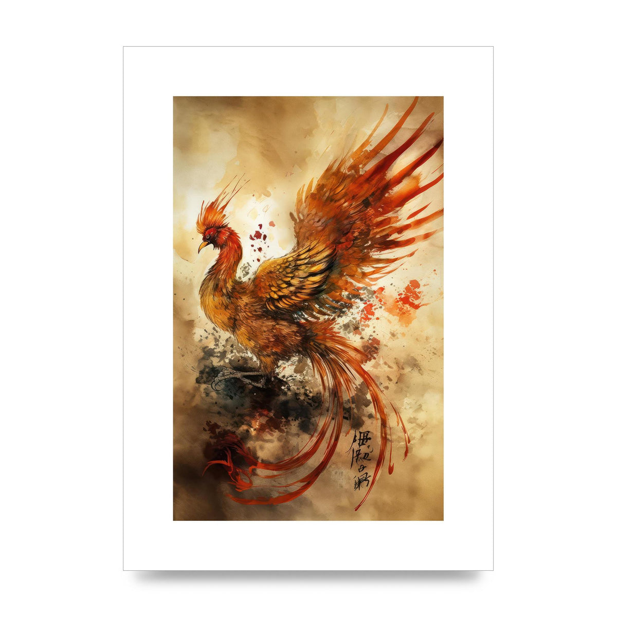 Mystical Phoenix in Sumi-e Ascension