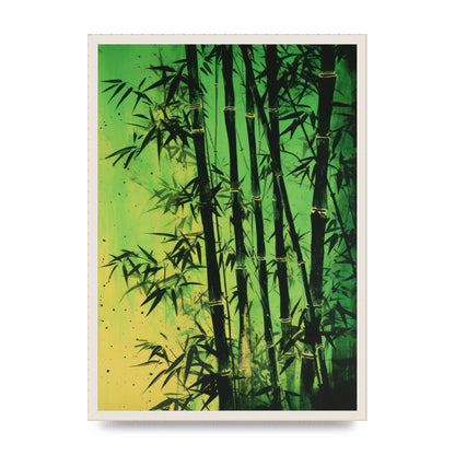 Bamboo in Vibrant Green Sumi-e Outline