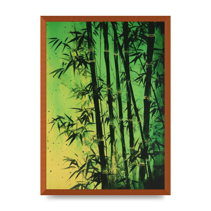Bamboo in Vibrant Green Sumi-e Outline