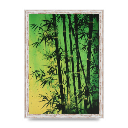 Bamboo in Vibrant Green Sumi-e Outline