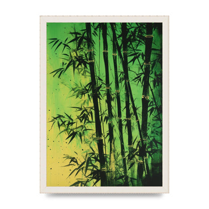 Bamboo in Vibrant Green Sumi-e Outline