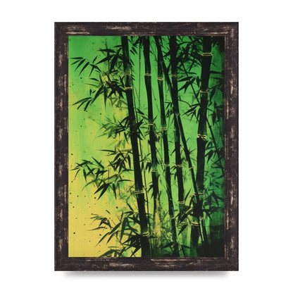 Bamboo in Vibrant Green Sumi-e Outline