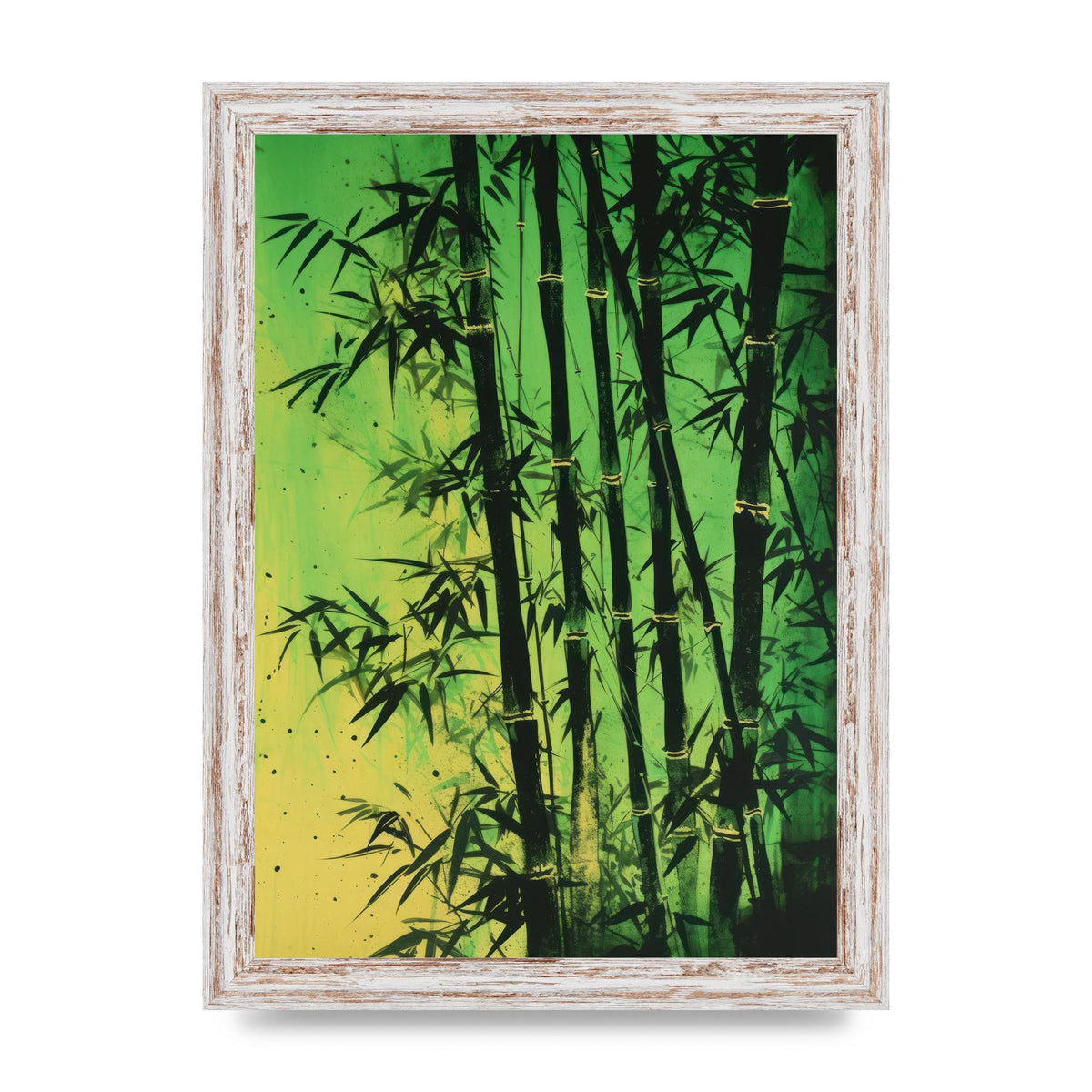 Bamboo in Vibrant Green Sumi-e Outline