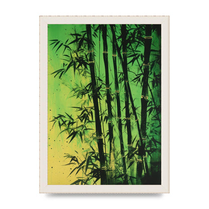 Bamboo in Vibrant Green Sumi-e Outline
