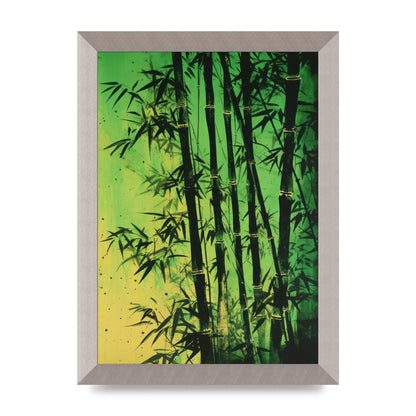 Bamboo in Vibrant Green Sumi-e Outline