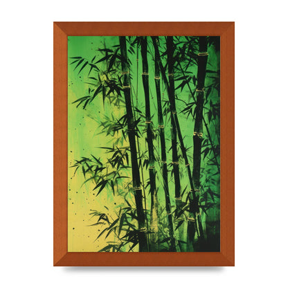 Bamboo in Vibrant Green Sumi-e Outline