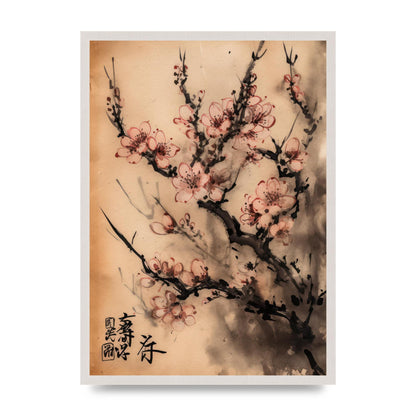 Cherry Blossoms in Blush Pink Sumi-e