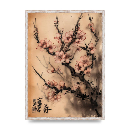 Cherry Blossoms in Blush Pink Sumi-e