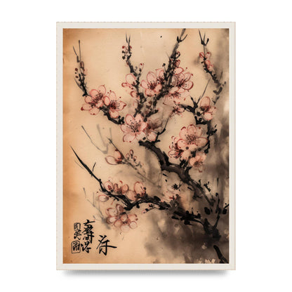 Cherry Blossoms in Blush Pink Sumi-e