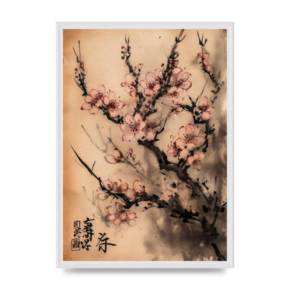 Cherry Blossoms in Blush Pink Sumi-e