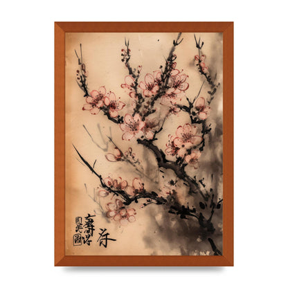 Cherry Blossoms in Blush Pink Sumi-e