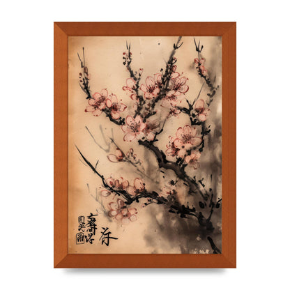 Cherry Blossoms in Blush Pink Sumi-e