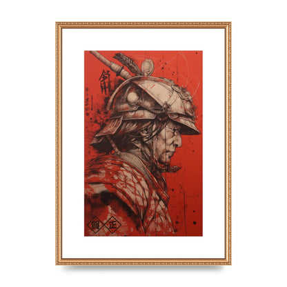 Samurai Profile in Majestic Helmet Sumi-e
