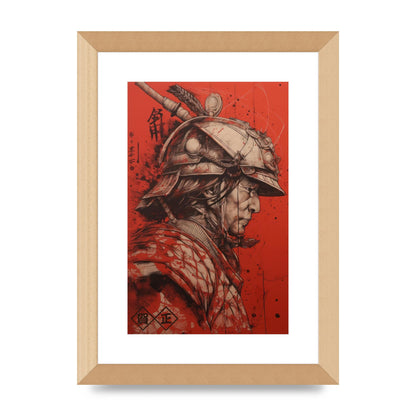 Samurai Profile in Majestic Helmet Sumi-e