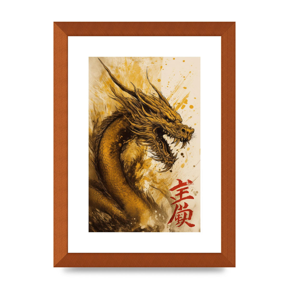 Golden Canvas with Majestic Dragon