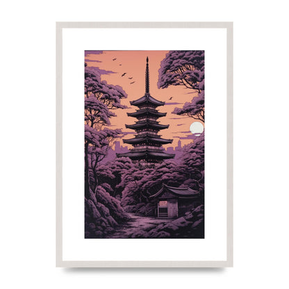 Twilight Purple Canvas with Japanese Pagoda