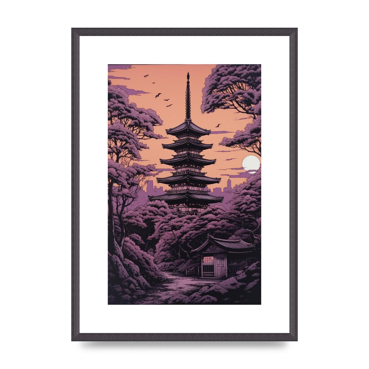 Twilight Purple Canvas with Japanese Pagoda