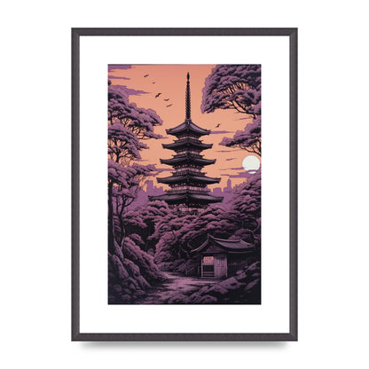 Twilight Purple Canvas with Japanese Pagoda