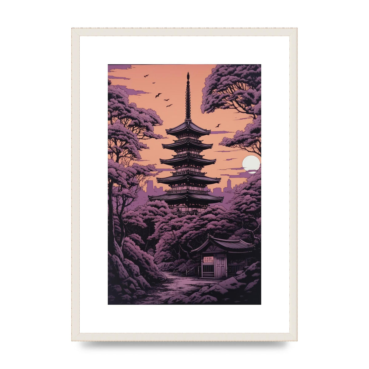 Twilight Purple Canvas with Japanese Pagoda