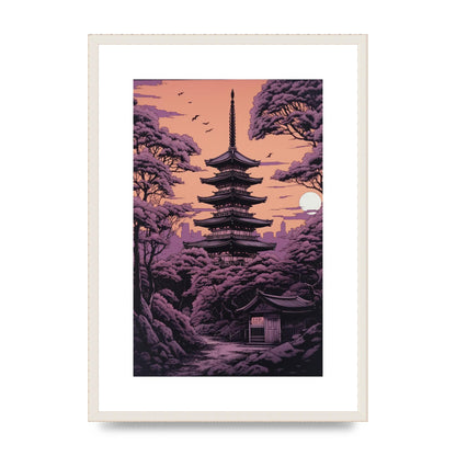 Twilight Purple Canvas with Japanese Pagoda