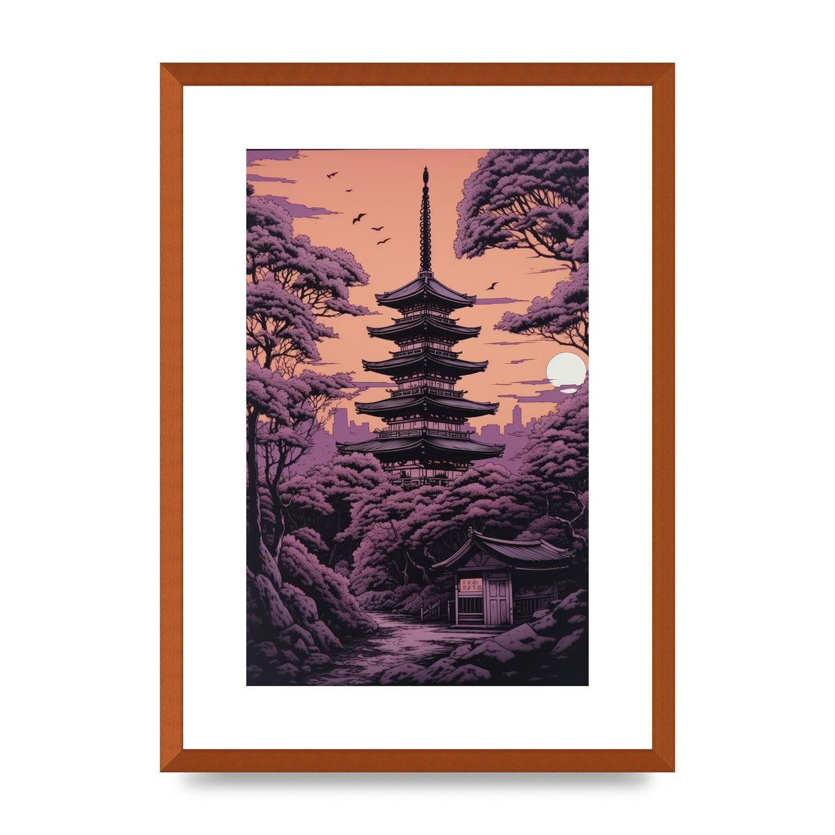 Twilight Purple Canvas with Japanese Pagoda