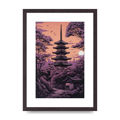 Twilight Purple Canvas with Japanese Pagoda