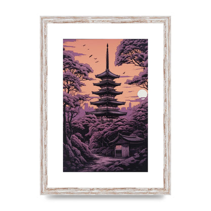 Twilight Purple Canvas with Japanese Pagoda