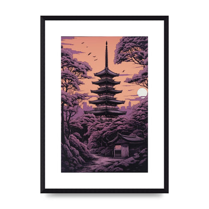 Twilight Purple Canvas with Japanese Pagoda