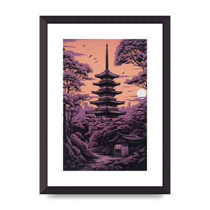 Twilight Purple Canvas with Japanese Pagoda