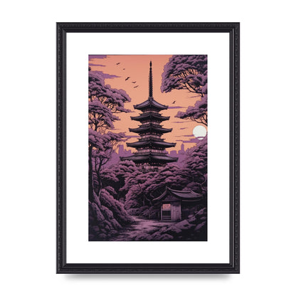 Twilight Purple Canvas with Japanese Pagoda
