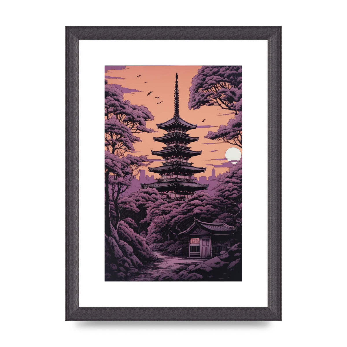 Twilight Purple Canvas with Japanese Pagoda