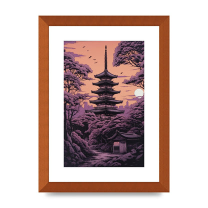 Twilight Purple Canvas with Japanese Pagoda