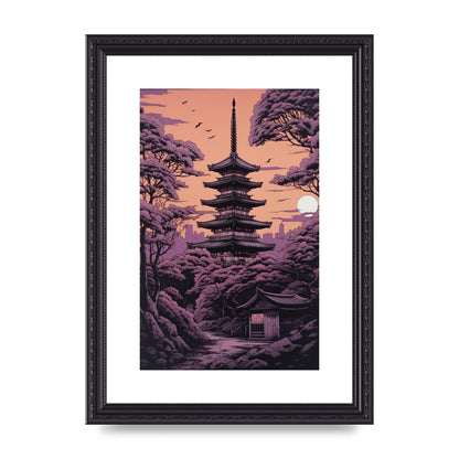 Twilight Purple Canvas with Japanese Pagoda