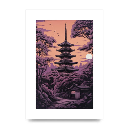 Twilight Purple Canvas with Japanese Pagoda
