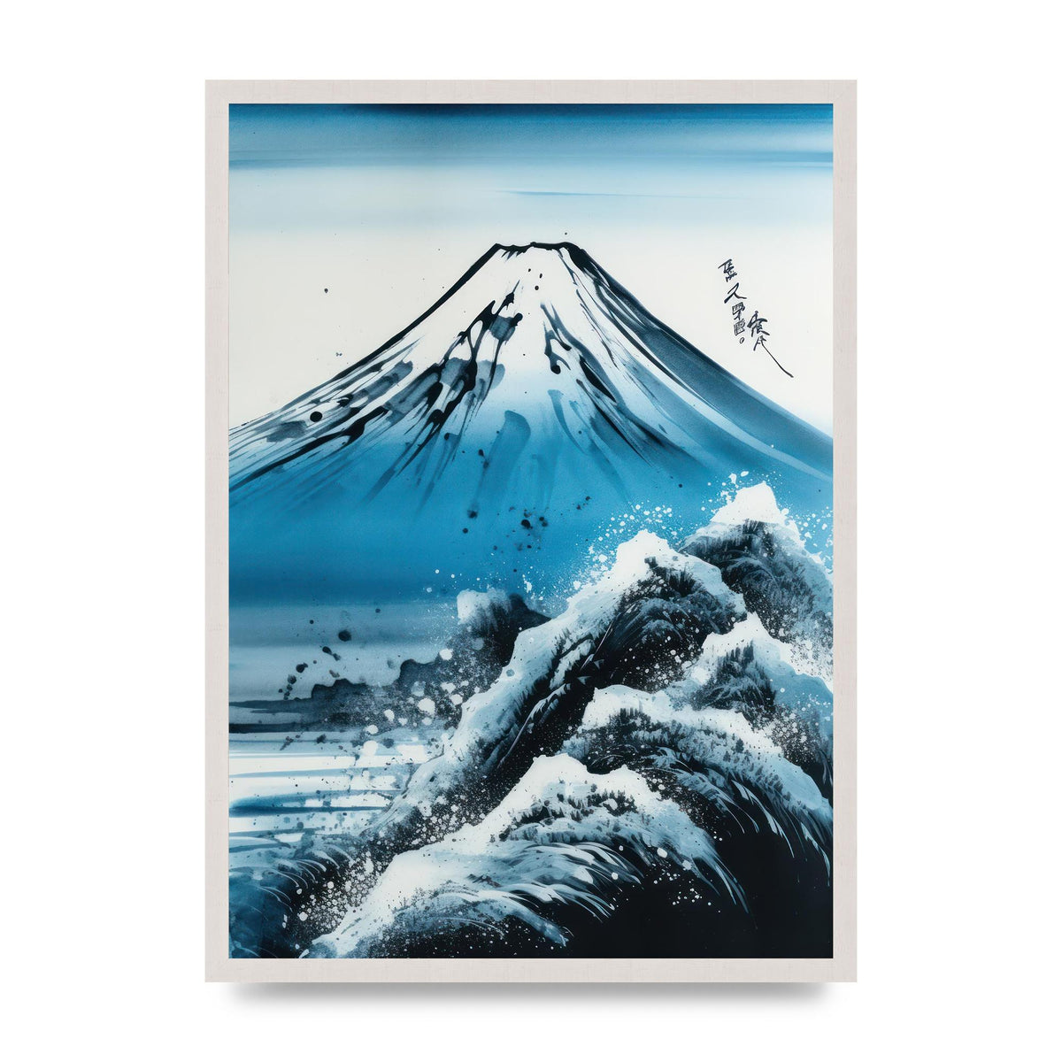 Black Ink Stroke of Mount Fuji on Azure