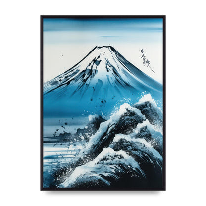 Black Ink Stroke of Mount Fuji on Azure